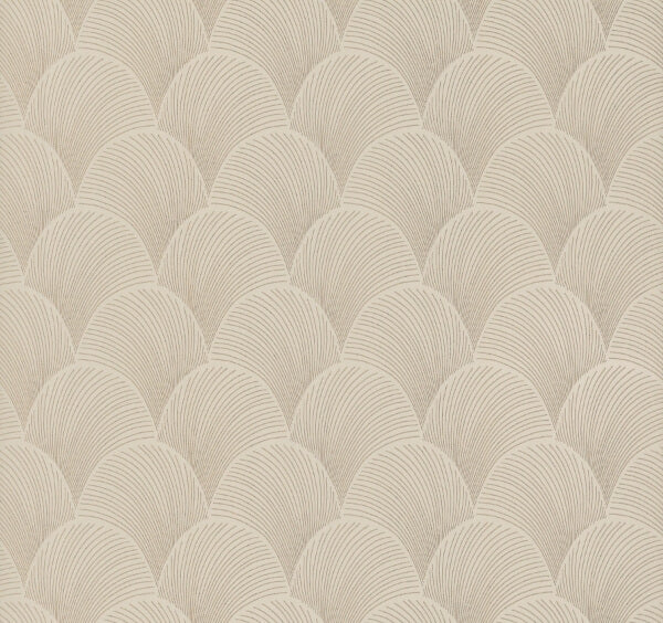 Metallic Beige Gold Scallop Wallpaper