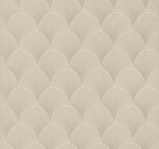 Metallic Beige Gold Scallop Wallpaper