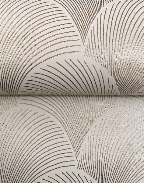 Metallic Beige Gold Scallop Wallpaper