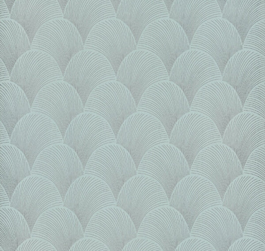 Metallic Blue Pearl Scallop Wallpaper