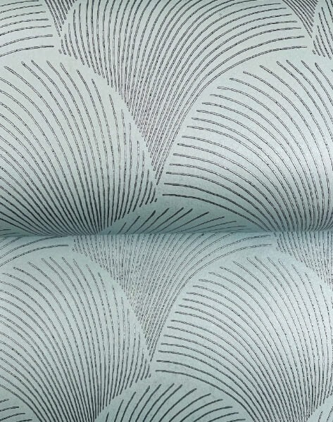 Metallic Blue Pearl Scallop Wallpaper