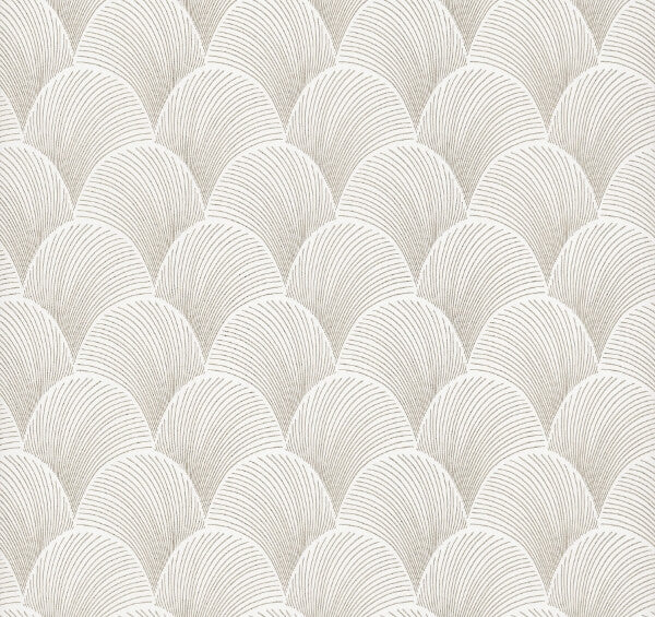 Metallic White Gold Scallop Wallpaper
