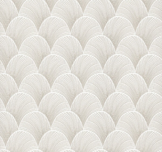 Metallic White Gold Scallop Wallpaper