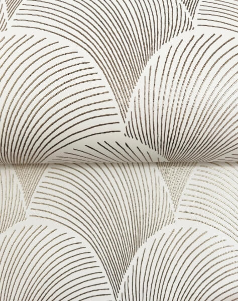 Metallic White Gold Scallop Wallpaper