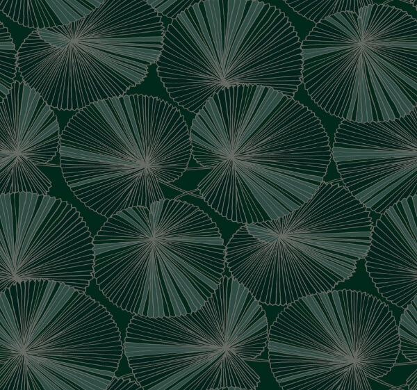 Layered Deep Green Lily Pads Wallpaper
