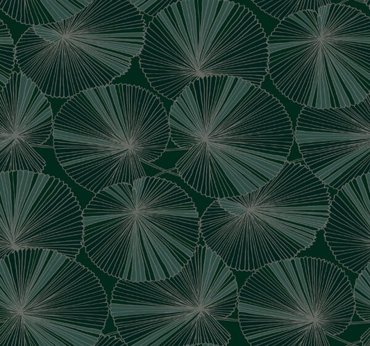 Layered Deep Green Lily Pads Wallpaper