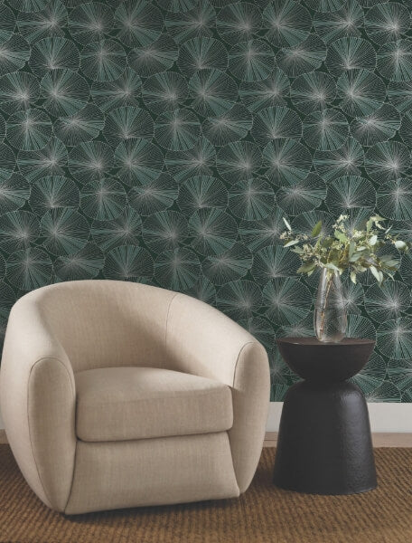 Layered Deep Green Lily Pads Wallpaper