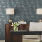 Layered Deep Blue Lily Pads Wallpaper