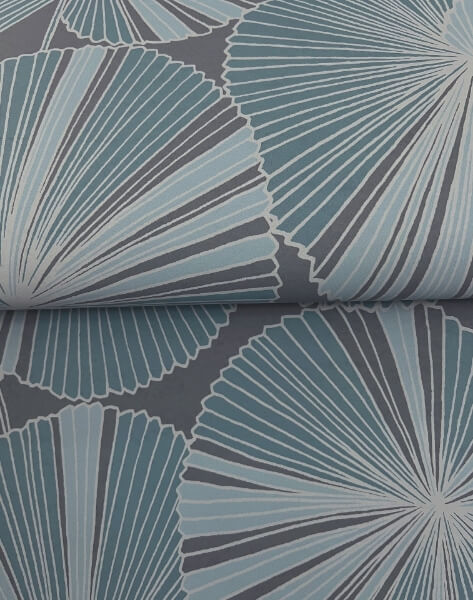 Layered Deep Blue Lily Pads Wallpaper