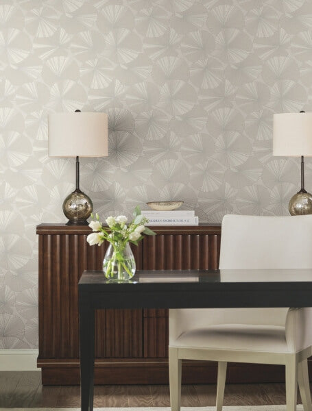 Layered Grey Lily Pads Wallpaper