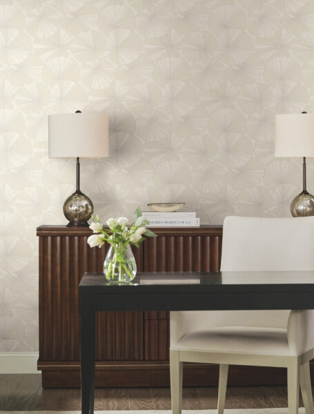 Layered Cream Lily Pads Wallpaper