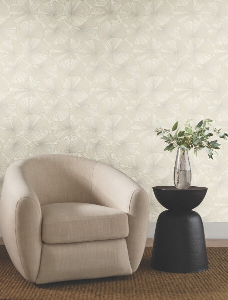 Layered Cream Lily Pads Wallpaper