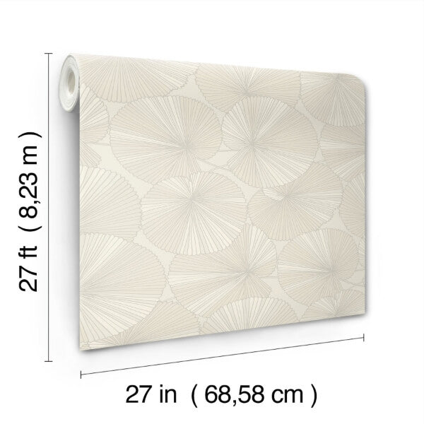 Layered Cream Lily Pads Wallpaper