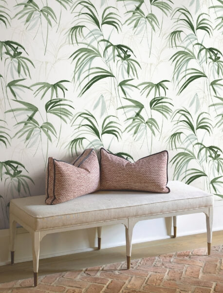 Inky Green Palms Wallpaper