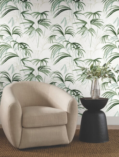 Inky Green Palms Wallpaper