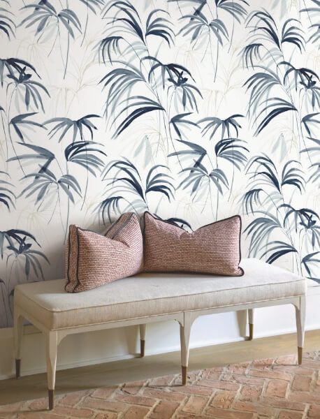 Inky Blue Palms Wallpaper