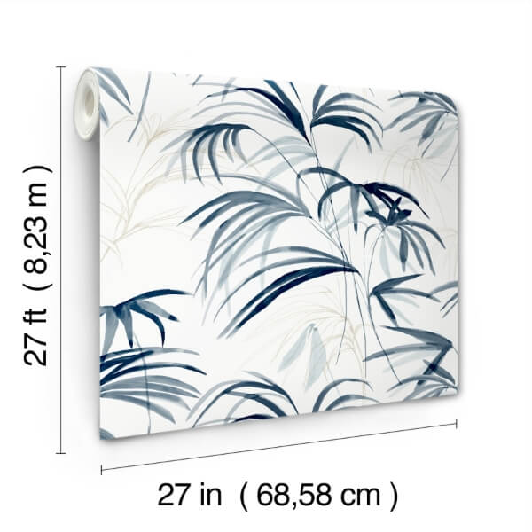 Inky Blue Palms Wallpaper