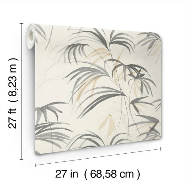 Inky Warm Neutral Palms Wallpaper