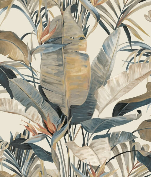 Tropical Plush Neutral Cabana Wallpaper