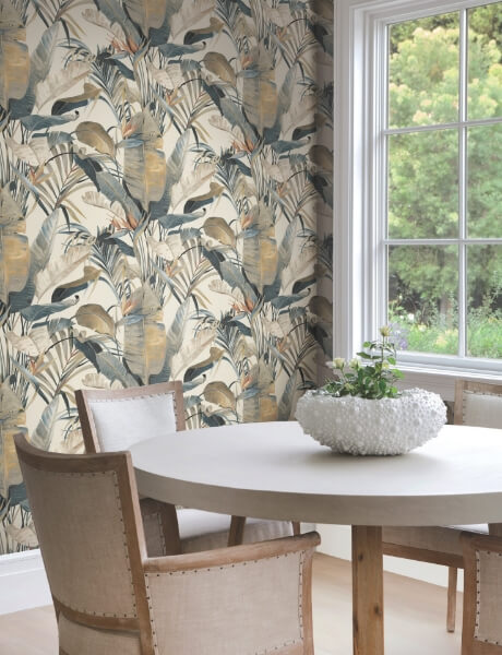 Tropical Plush Neutral Cabana Wallpaper
