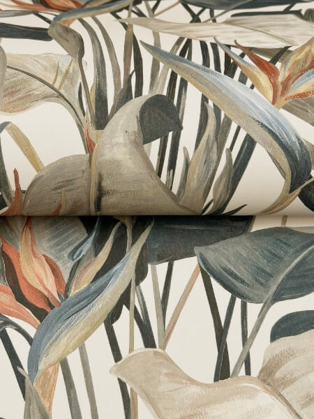 Tropical Plush Neutral Cabana Wallpaper