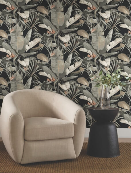 Tropical Black Cabana Wallpaper