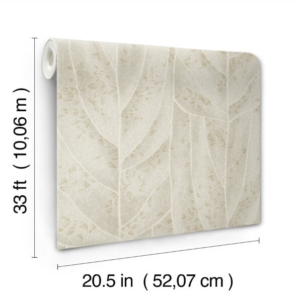 Dicot Beige Leaf Wallpaper