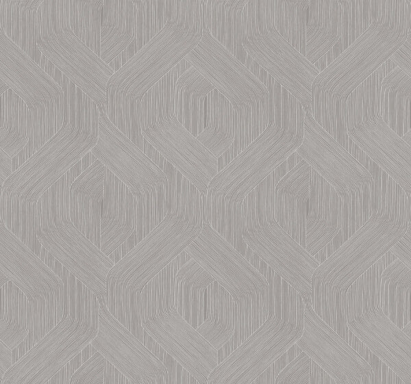 Fine Line Grey Geometric Wallpaper