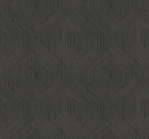 Fine Line Black Geometric Wallpaper