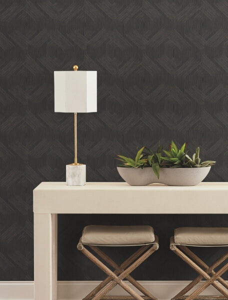 Fine Line Black Geometric Wallpaper
