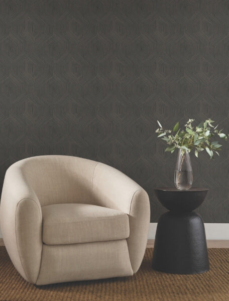 Fine Line Black Geometric Wallpaper