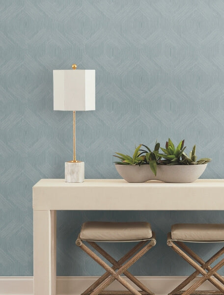 Fine Line Blue Geometric Wallpaper