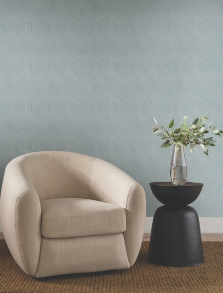 Fine Line Blue Geometric Wallpaper
