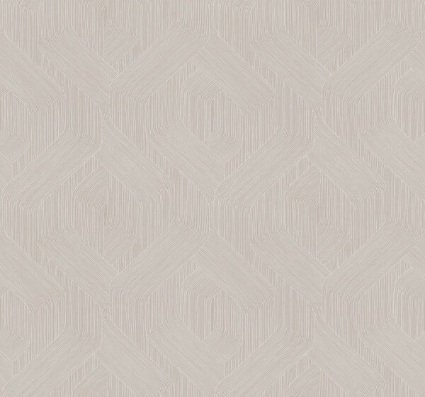 Fine Line Taupe Geometric Wallpaper