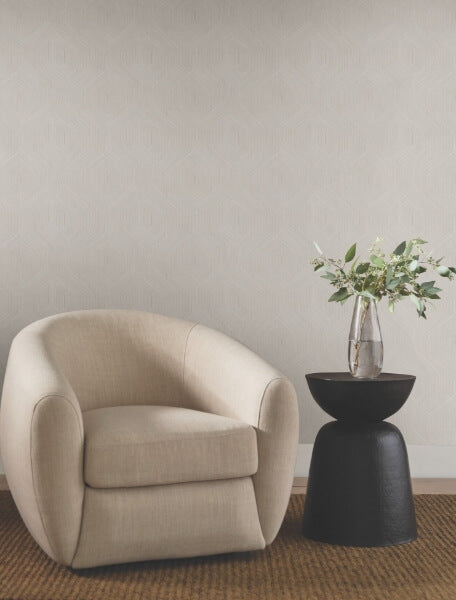 Fine Line Taupe Geometric Wallpaper