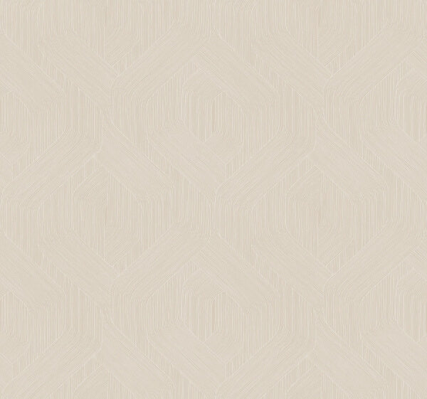 Fine Line Beige Geometric Wallpaper
