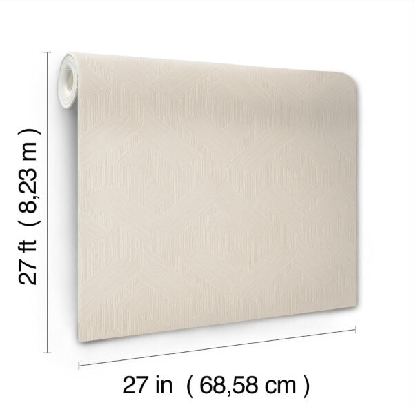 Fine Line Beige Geometric Wallpaper