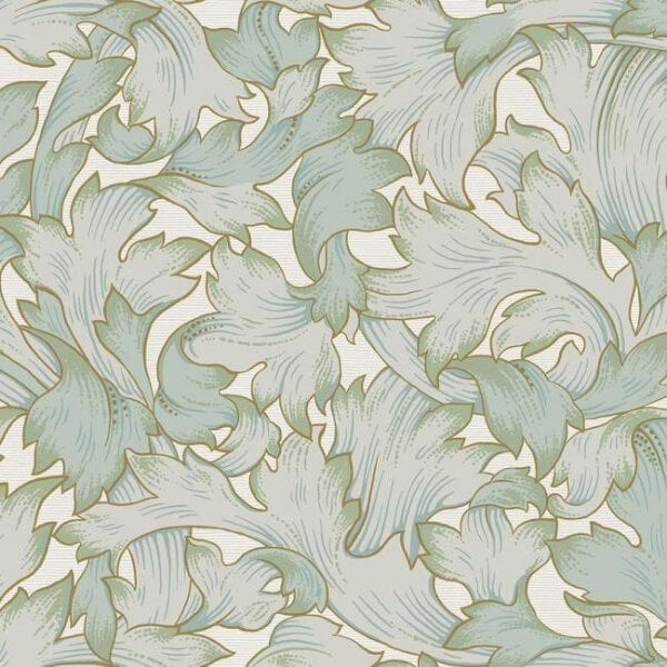 Acanthus Toss Beige & Seafoam Wallpaper