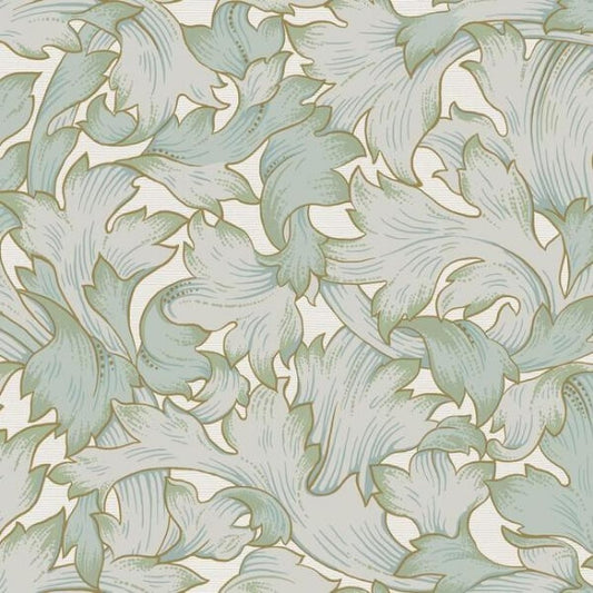 Acanthus Toss Beige & Seafoam Wallpaper