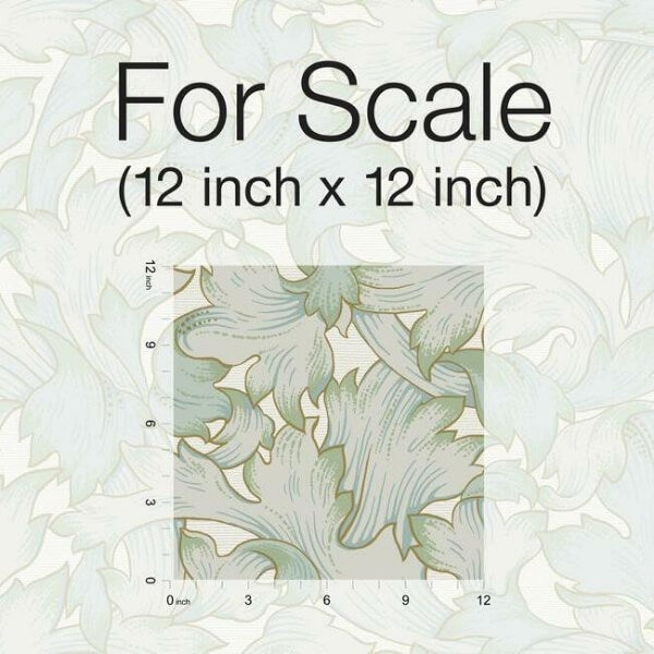 Acanthus Toss Beige & Seafoam Wallpaper