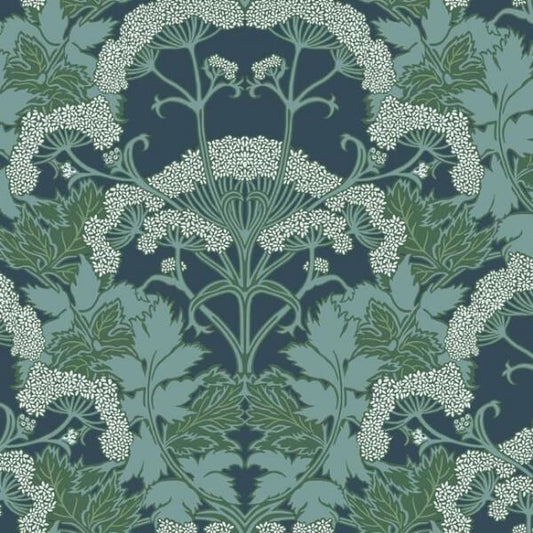 Yarrow Nouveau Blue & Green Wallpaper