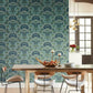 Yarrow Nouveau Blue & Green Wallpaper