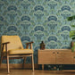 Yarrow Nouveau Blue & Green Wallpaper