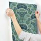 Yarrow Nouveau Blue & Green Wallpaper
