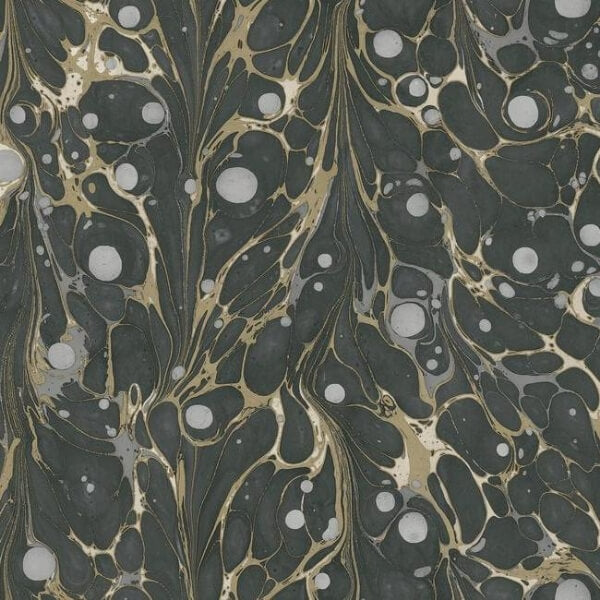 Marbled Endpaper Black & Gold Wallpaper