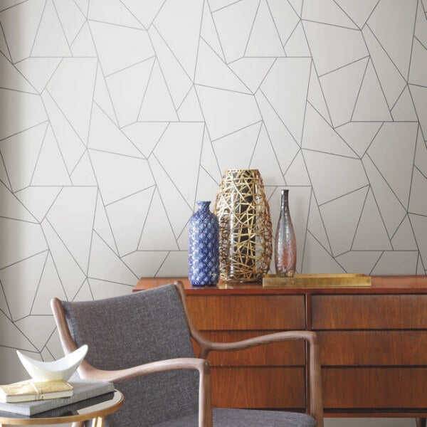 Nazca White & Silver Wallpaper