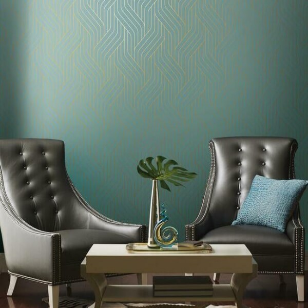 Ebb & Flow Blue & Gold Wallpaper