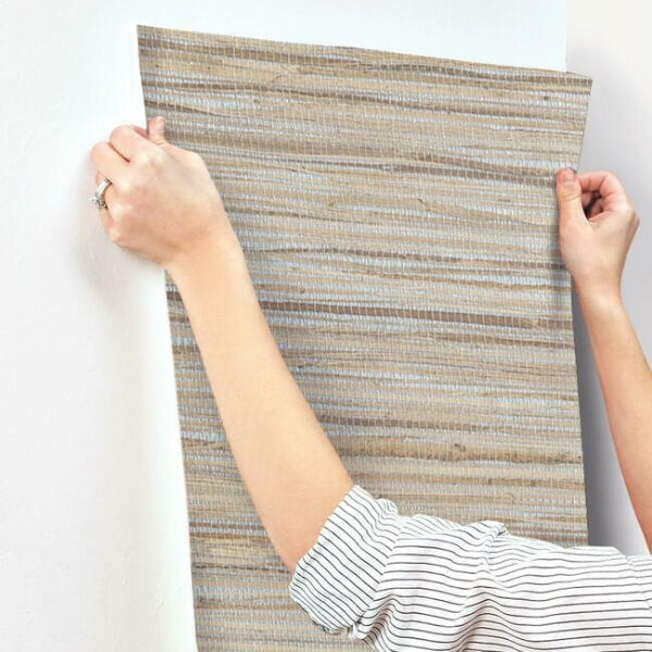 Raw Jute Grasscloth Metallic Wallpaper