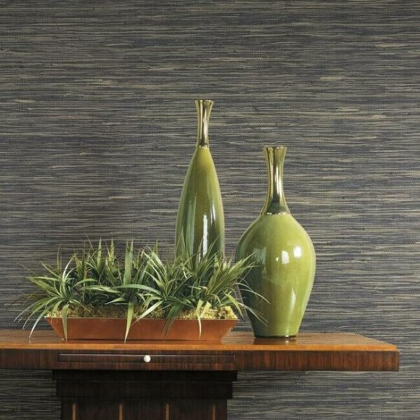 Threaded Jute Navy Wallpaper