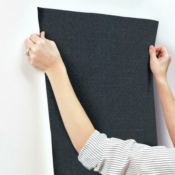 Tatami Weave Navy Wallpaper